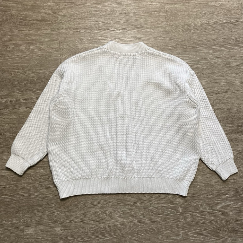 Quince Ribbed Knit Cardigan Sweater Women's M White Cotton Minimal Refined Coast - Picture 5 of 5